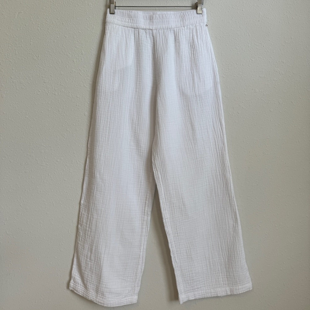 Size S White Wide Straight Flare Leg Trouser Pant - Mate the Label